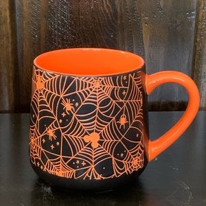 Disney Mickey Mouse Spider Web Ceramic Halloween Mug - Black & Orange